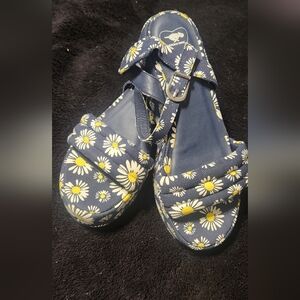 Rocket Dog Blue and Yellow Floral Wedges